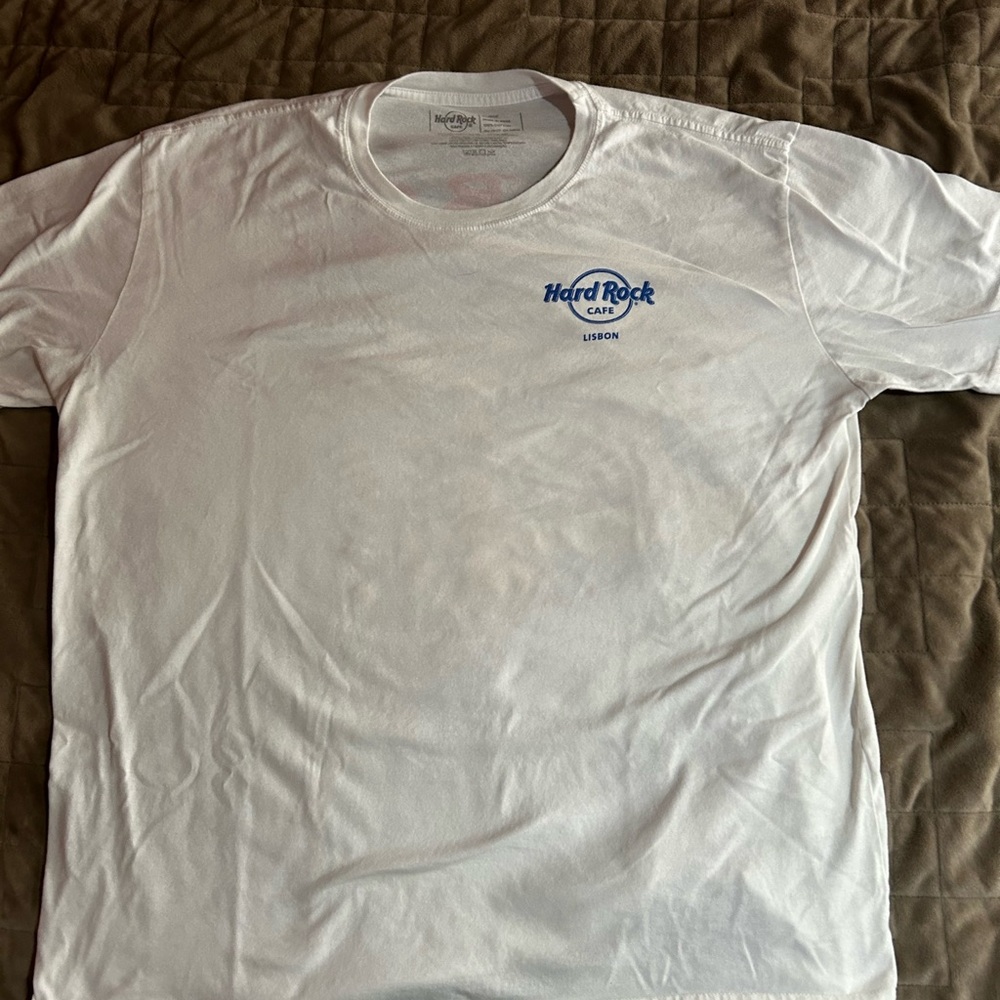 Hard Rock Cafe Lisbon White and Blue Tee